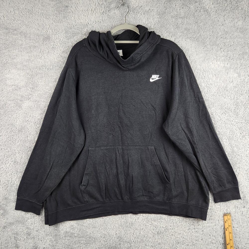 Nike Funnel Neck Hoodie Womens 2XL Black Pullover Fleece CJ0413-010 Swoosh Logo